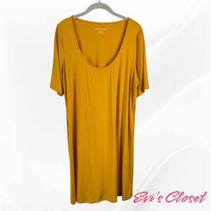 Jessica London Women's Stretch Knit Dress. Sz 14 16 Yello Relaxed A Line